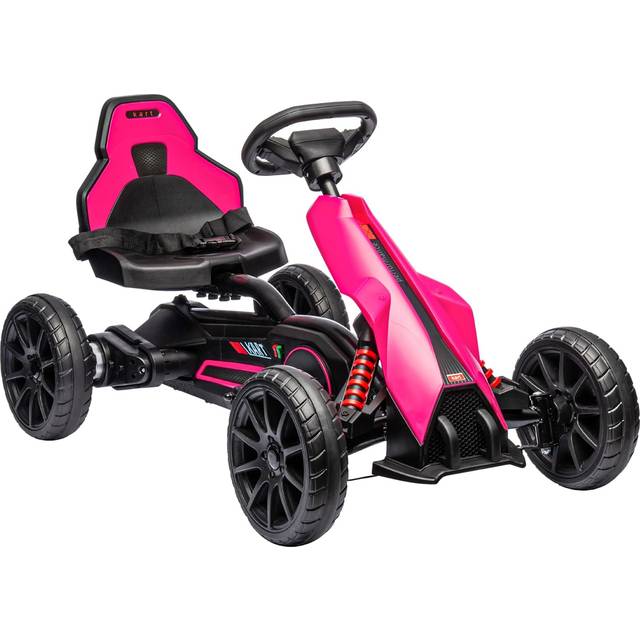 Homcom 12v Electric Go Kart For Kids, Ride-on Racing Go Kart W/ Forward Reversing, Rechargeable Battery, 2 Speeds, For Kids Aged 3-8, Pink
