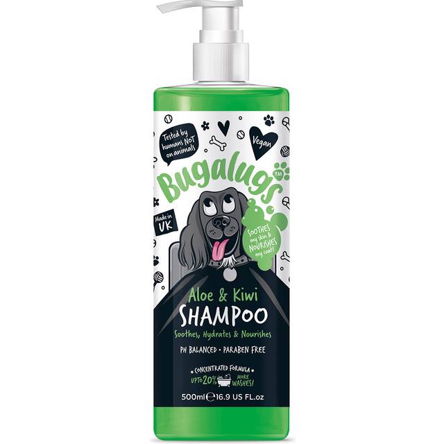 BUGALUGS Dog Shampoo - Soothing Aloe & Kiwi dog pet grooming shampoo & conditioner products for smelly dogs with tropical fragrance, best puppy