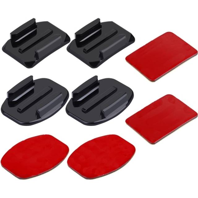 PULUZ 2 PCS Curved Surface Mounts + 2 PCS Flat Surface Mounts + 4 PCS Adhesive Mount Stickers for PULUZ Action Sports Cameras Jaws Flex Clamp Mount for GoPro, Insta360, DJI and Other Action Cameras
