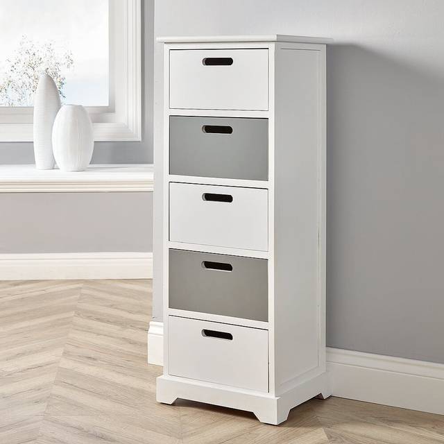 Ullswater 5 Drawer Storage Chest White and Grey Fully Assembled