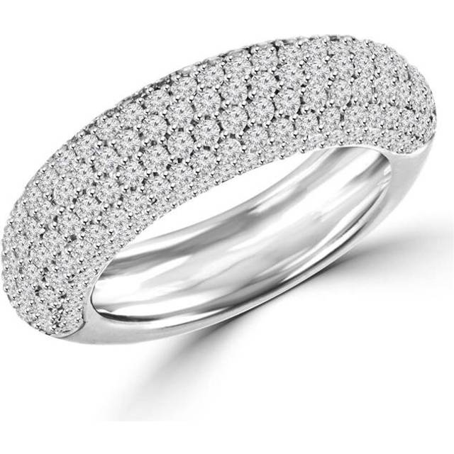 1.5 CTW Pave Set Round Diamond Anniversary Wedding Band Ring in 14K White Gold - Size 6.75