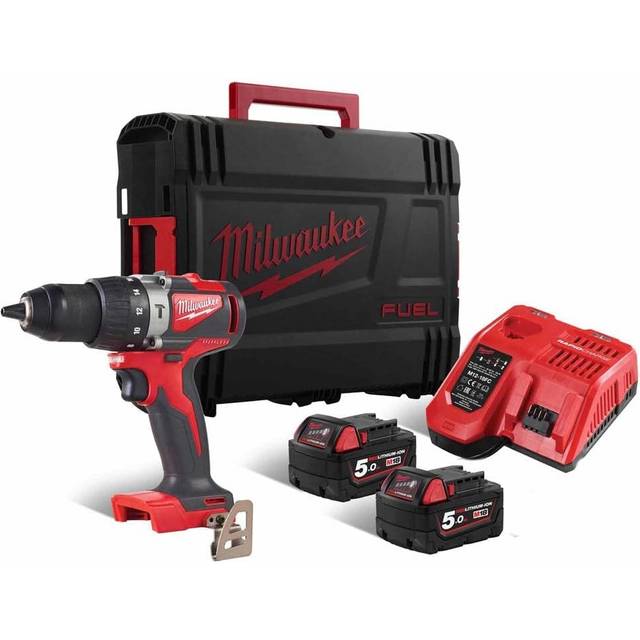 Milwaukee M18BLPD2-502 18v Brushless Percussion Drill With Batteries &amp;