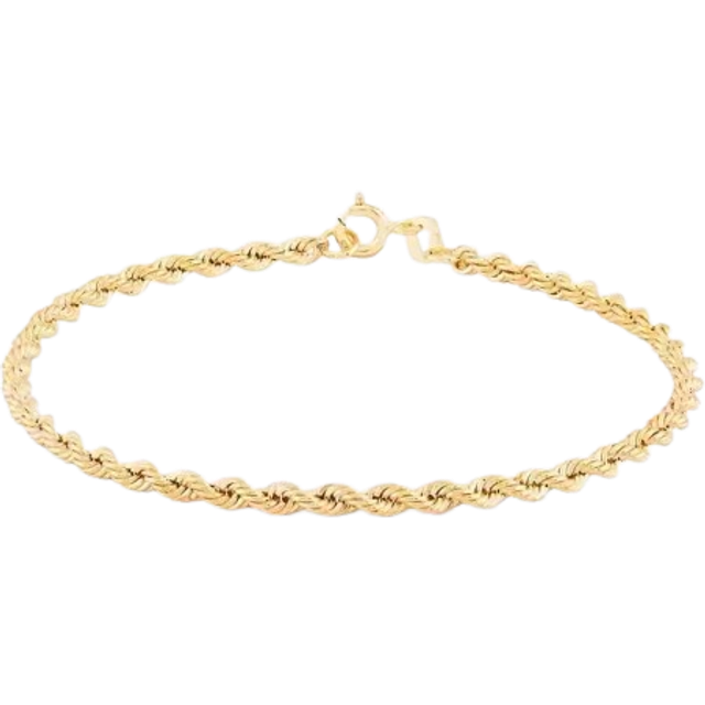 9ct Yellow Gold 7 Inch Rope Chain Bracelet 1.22.0171