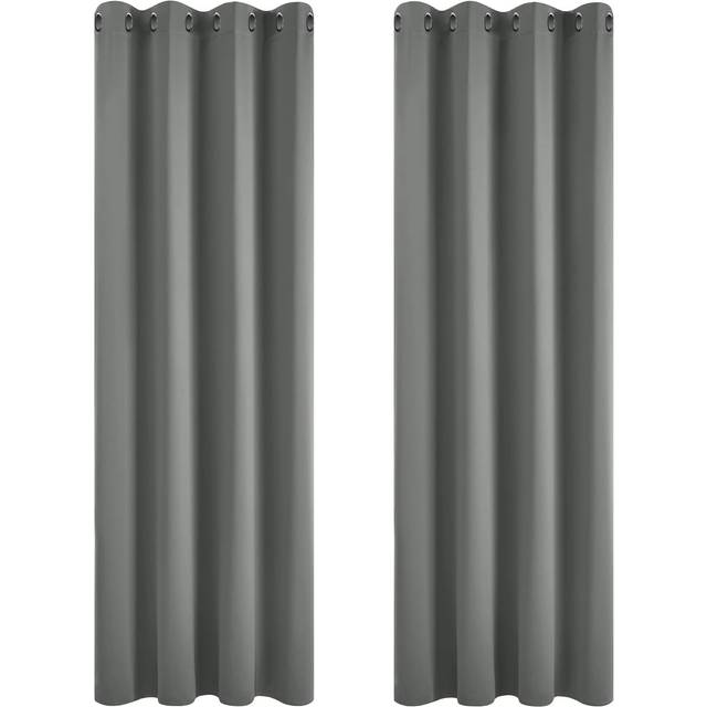 "Deconovo Door Curtains 52x84 Inch Eyelet Thermal Insulated Blackout Curtains Material for Living Room 52""x 84"" Light Grey 1 PAIR"