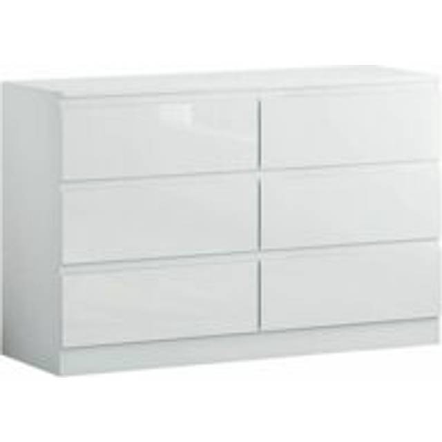 Carlton Gloss Chest of Drawers 6 Drawer Cabinet - White - One Size