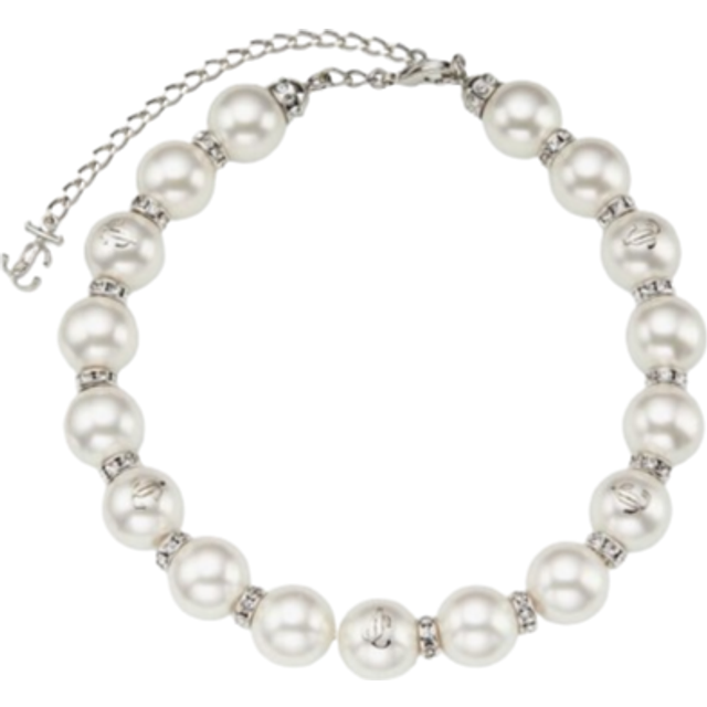 Pearl Crystal Choker - Silver/White/Crystal - One Size