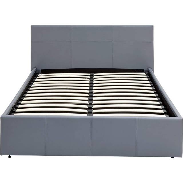 Modernique Black 6Ft Ottoman Super King Sized Storage Bed Faux Leather In Black, Grey
