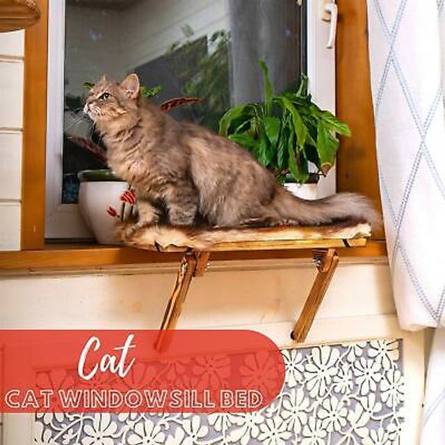 Cat windowsill ledge hammock - sunbathing window catio bed shelf - indoor cats