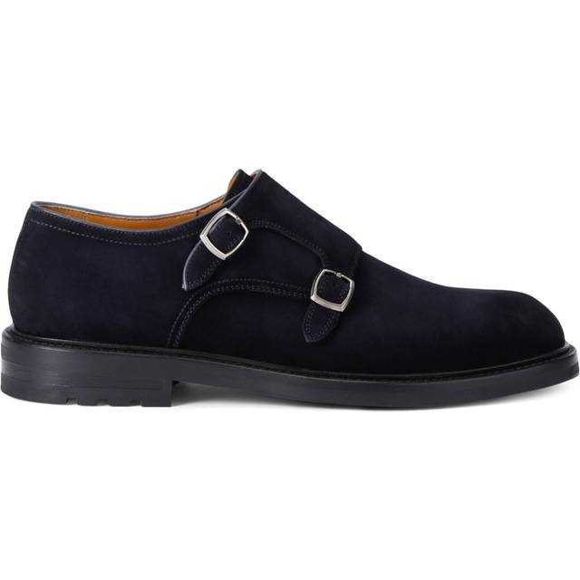 Magnanni Mens Vy Flex Double-buckle Suede Monk Shoes Eur 45 / 11 Uk Men - NAVY
