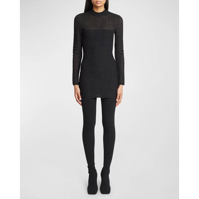 Balmain, Knitted Dresses, female, Black, S, PB Labyrinth knit dress