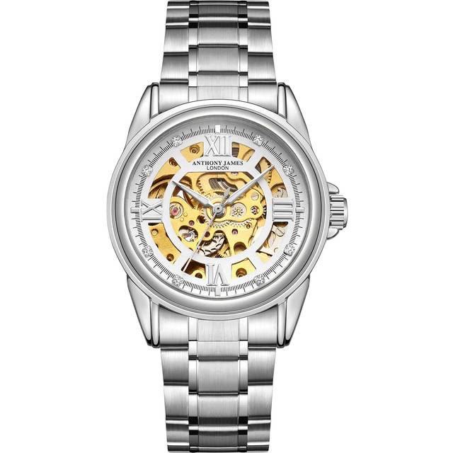 Anthony James Hand Assembled Limited Edition Skeleton Steel Mens Watch - Silver Stainless - One Size