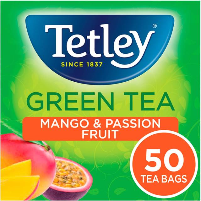 Tetley Green Tea Mango & Passionfruit x50