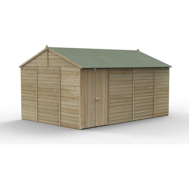 15' x 10' Forest Beckwood 25yr Guarantee Shiplap Pressure Treated Windowless Double Door Reverse Apex Wooden Shed (4.48m x 3.21m)