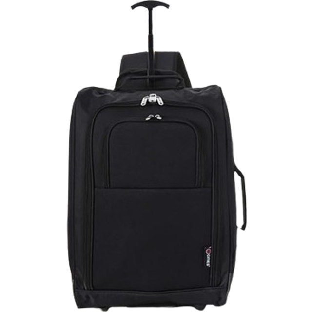 5 Cities 21"/55cm Backpack Trolley Bag Carry On Lightweight Travel Cabin Approved with Shoulder Straps Wheels Suit Case Hand Lugga - Black