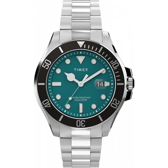 Timex Mens Harborside Green Stainless Steel Watch TW2V91900 - Silver