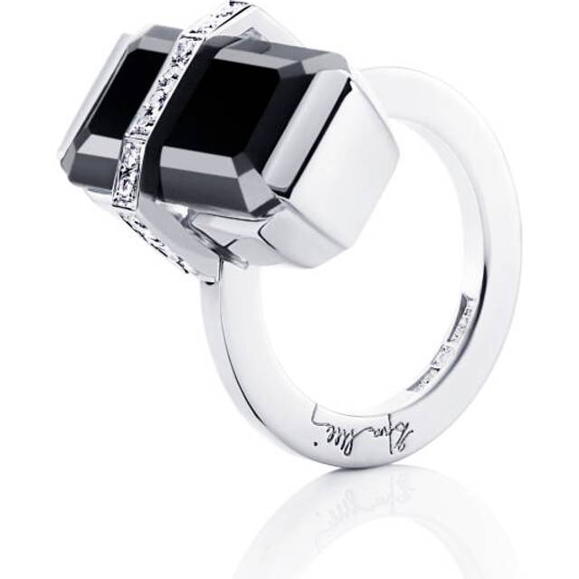 Efva Attling Bend Over Ring – Onyx 17.50 MM - VITGULD