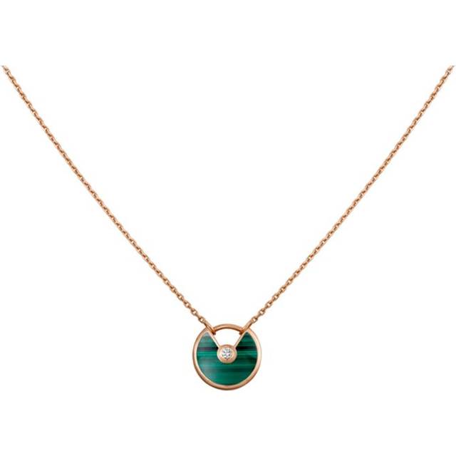Cartier Womens Pink Amulette De 18ct Rose-gold, Malachite and Diamond Necklace - PINK