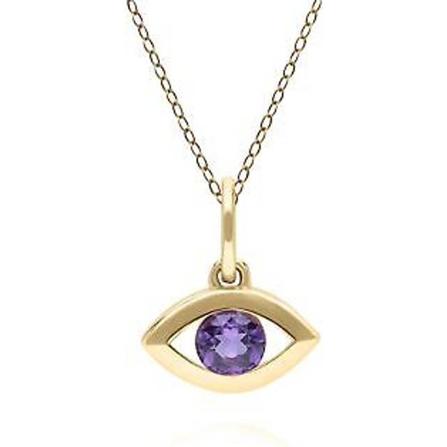 ECFEW™ Dainty Evil Eye Amethyst Pendant in 9ct Yellow Gold
