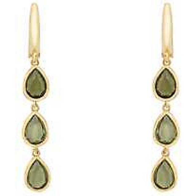 Sardinia Triple Teardrop Earrings Gold Peridot - Green - One Size