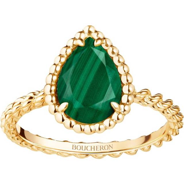 Boucheron Womens Yellow Serpent Boh&#232;me 18ct Yellow-gold and 2ct Malachite Ring 48mm - YELLOW