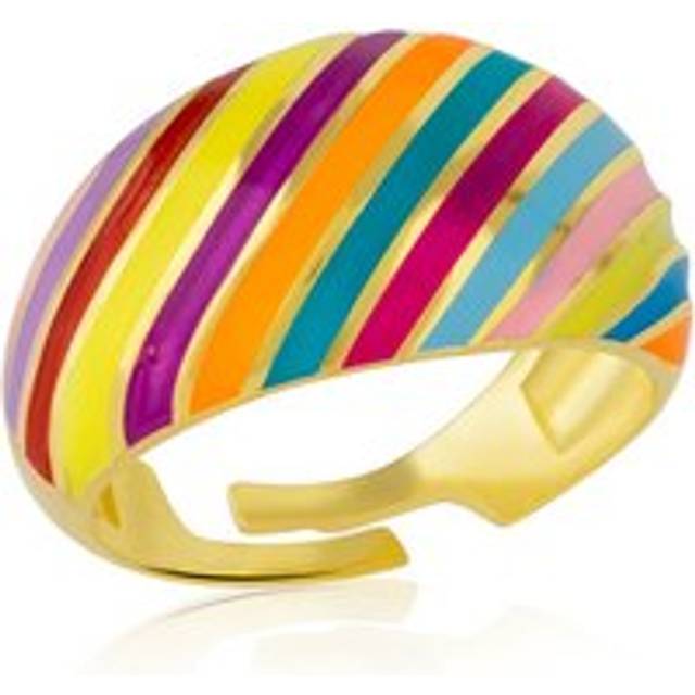 Enamel Rainbow Stripe Chunky Sterling Silver Ring