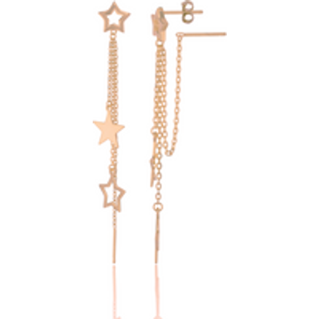 Womens Chain and Stars Sterling Silver Drop Earring - Metallics - One Size