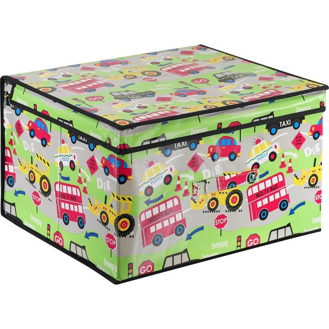 The Magic Toy Shop - Large Collapsible Road Works Storage Box Folding Jumbo Chest Kids Room Toy Box