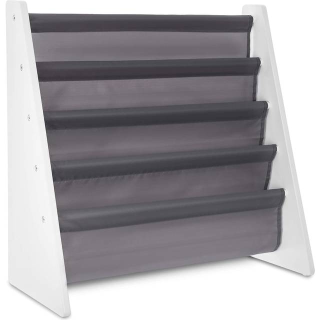 5-Tier Children Sling Bookcase with Fabric Shelves - Wooden Storage Rack - Blue - One Size
