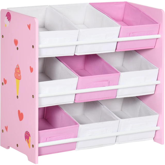 ZONEKIZ Storage Unit W/9 Removable Storage Baskets for Nursery Playroom - Pink | TJ Hughes