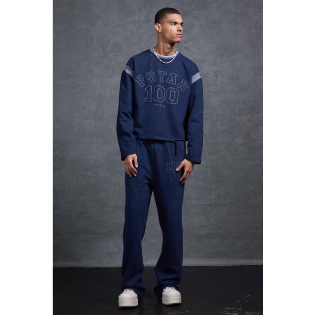 P-Star Slim Fit Flare Joggers with Distressing - Navy - XXXL
