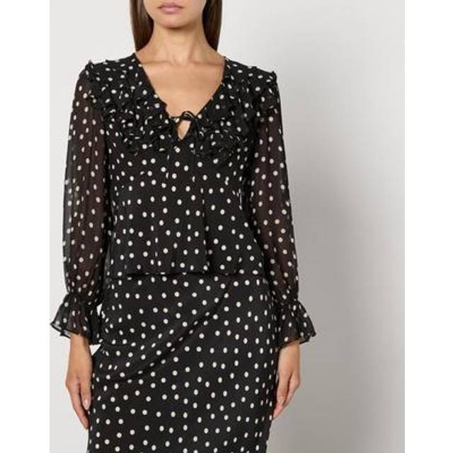 RIXO Lasca Polka Dot Silk-Chiffon Blouse - UK 16