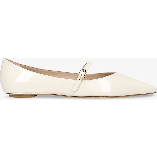 Stuart Weitzman Womens White Emilia Leather Mary Jane Flats Eur 39 / 6 Uk Women - WHITE