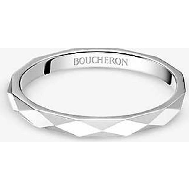 Boucheron Womens Silver Facette Platinum Wedding Band 62mm - SILVER