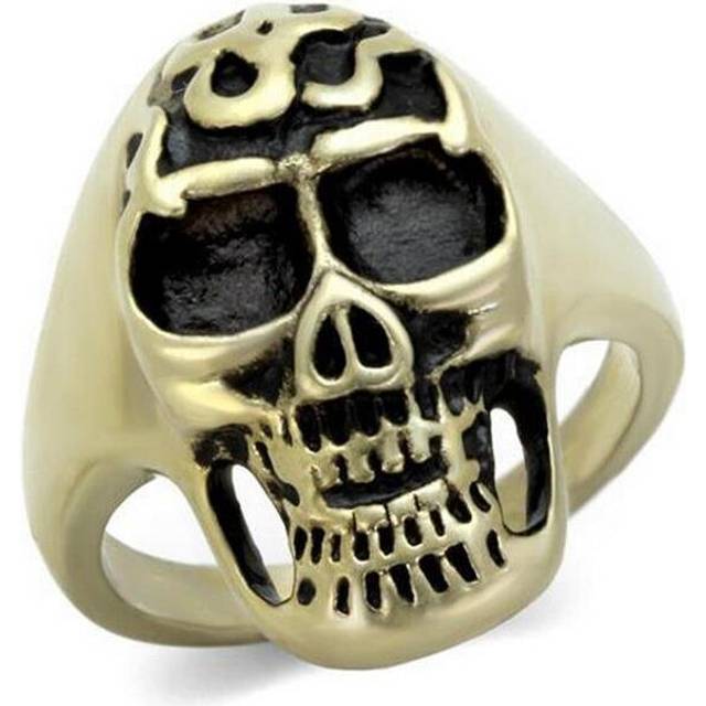 Alamode TK2450-11 IP Antique Copper Stainless Steel Ring with Epoxy, Jet - Size 11