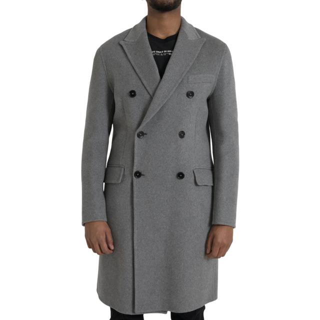 Gray Double Trench Coat Cashmere Jacket - IT48 | M