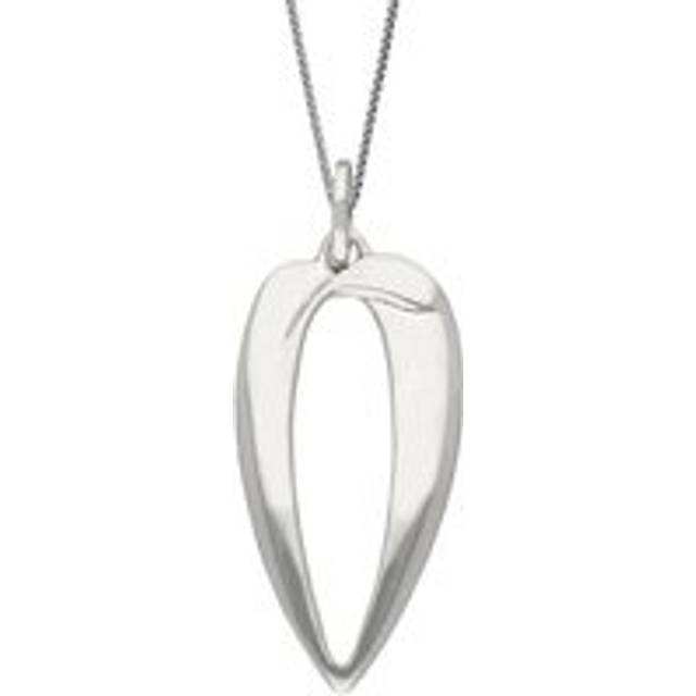 Sterling Silver Long Tear Drop Necklace - Silver