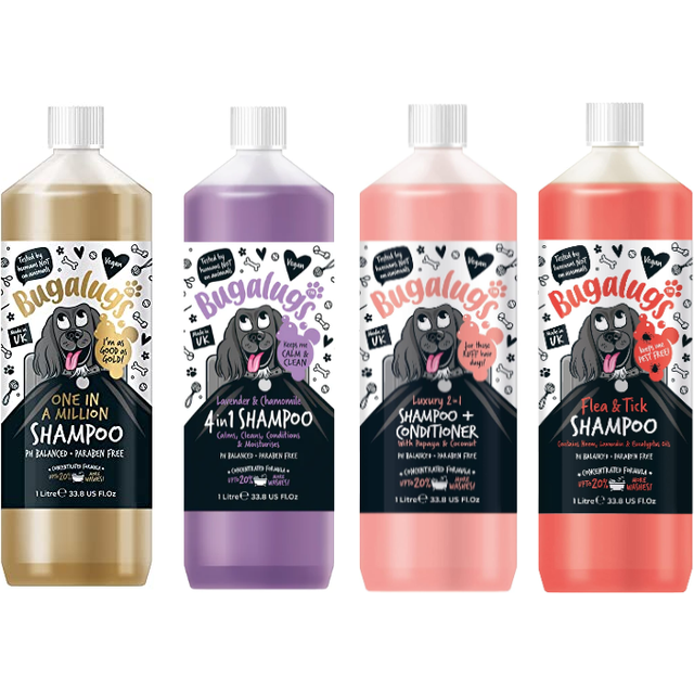 BUGALUGS Stinky Dog Shampoo with odour neutraliser, fox poo shampoo for dogs with dog perfume, vegan dog grooming dog shampoo for sensitive skin