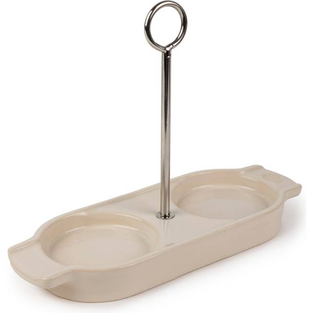 Ceramic tray for two mills, in ecru color Linéa