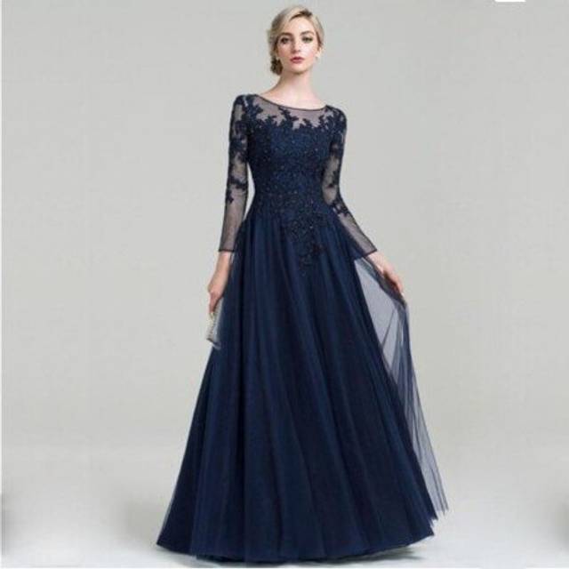 (Purple) Scoop Neck A-Line Floor-Length Tulle Mother of the Bride Dress with Beading Sequins for Wedding Party Custom Made