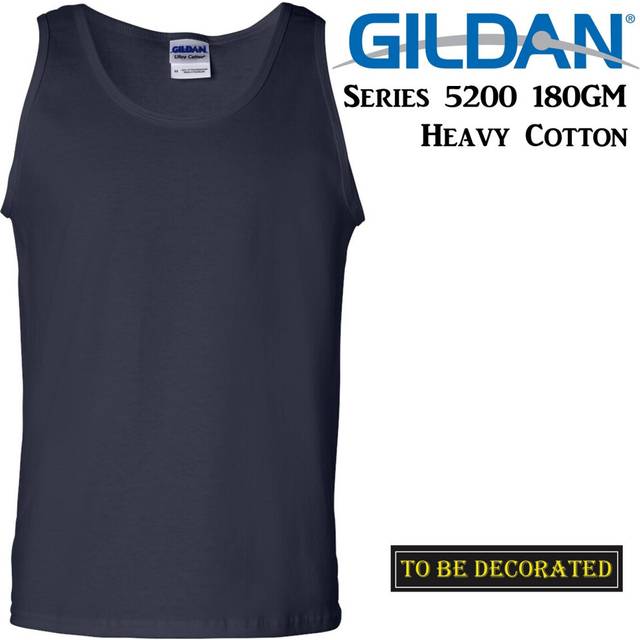 (2XL) Gildan Navy Blue Tank Top Singlet Shirt S - 2XL Small Big Men's Heavy Cotton