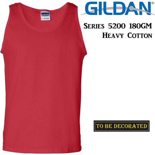 (S) Gildan Red Tank Top Singlet Shirt S - 2XL Small Big Men's Heavy Cotton