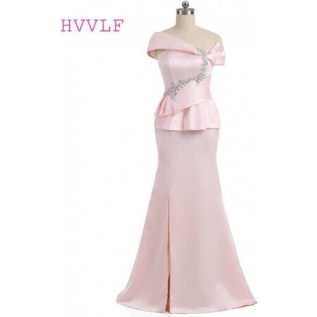 (Gray) Plus Size Pink Mother Of The Bride Dresses Mermaid Cap Sleeves Satin Beaded Wedding Party Dress Mother Dresses For Wedding