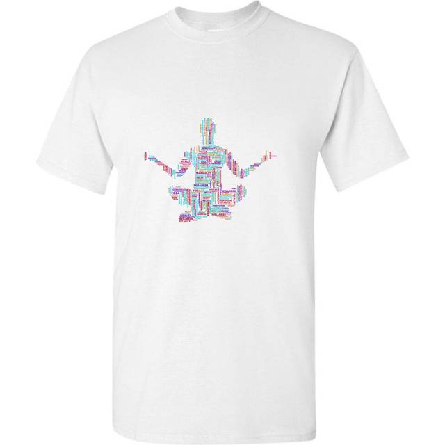 (L) Unique Yoga Pose Human Logo Thai 3D Art White Men T Shirt Tee Top
