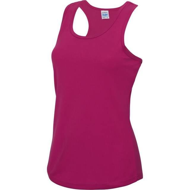 (Hot Pink, L) AWDis Cool Girlie Womens Fitness Workout Gym Running Wicking Sleeveless Vest Top