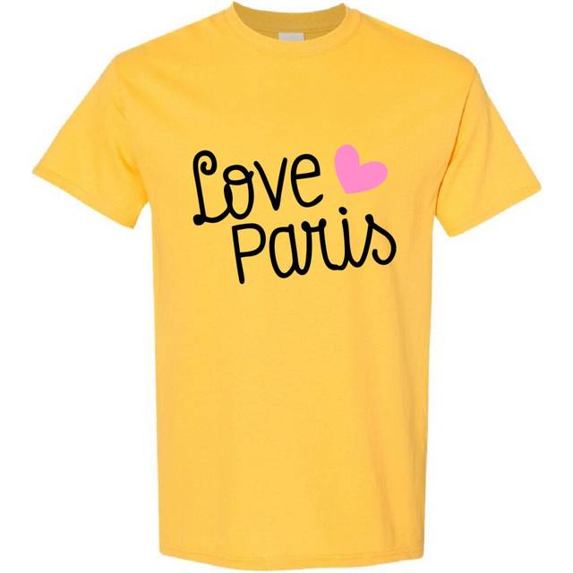 (Yellow, 2XL) I Love Paris France City of Romance Lights Gift Men T Shirt Tee Top