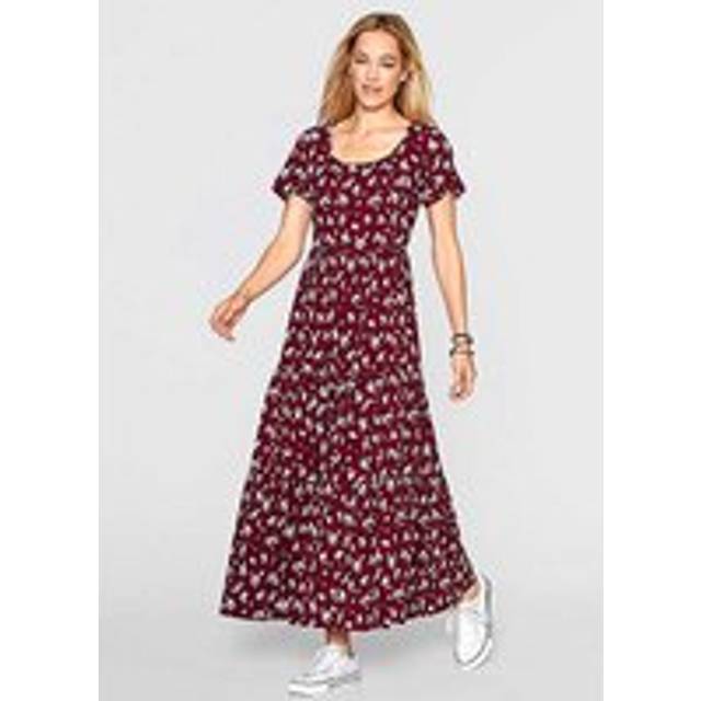 bonprix Floral Print Maxi Summer Dress - Maroon