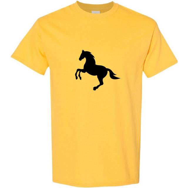 (Yellow, S) Cool Classic Vintage Running Wild Black Horse Mustang Pony Men T Shirt Tee Top