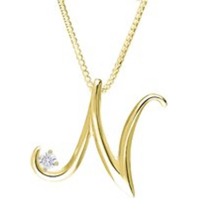 Love Letters 18ct Yellow Gold 0.10ct Diamond Initial N Necklace