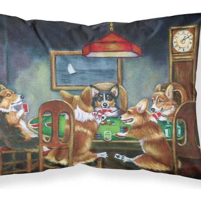 """""Caroline's Treasures """"""""Corgi Playing Poker"""""""" Printed  Polyester Envelope Closure pillowcase  Standard  Multicolor"""""