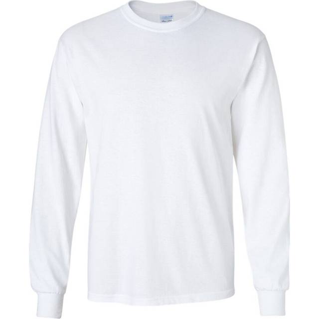 (White, S) Long Sleeve T-SHIRT blank plain basic tee top Small Big Men's Ultra Cotton